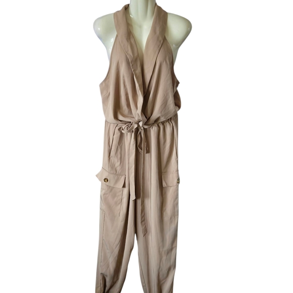 New York & Company Beige Sleeveless Jumpsuit - Picture 2 of 8